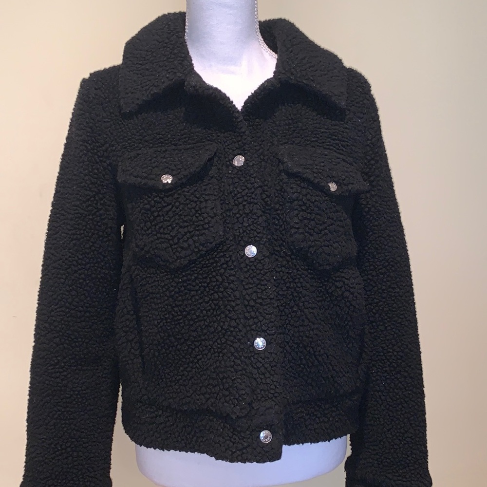Cozy Fluffy VERO MODA Black Teddy Black Grandmacore Neutral Size M